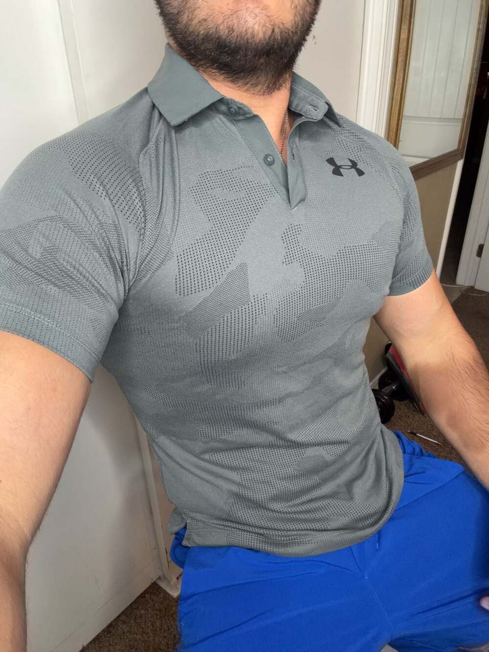 Under Armour HeatGear Camo Polo Shirt Gray Size Small